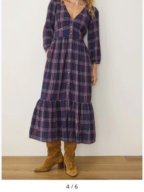 Marine Layer Maeve Plaid Tiered Maxi Dress